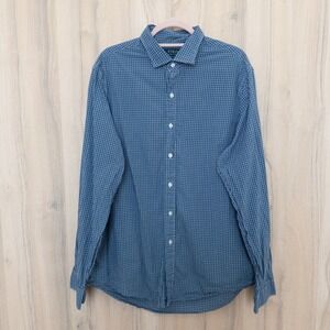 Polo Ralph Lauren Mens Gingham Button Down Shirt Size XL Blue Slim Fit Preppy